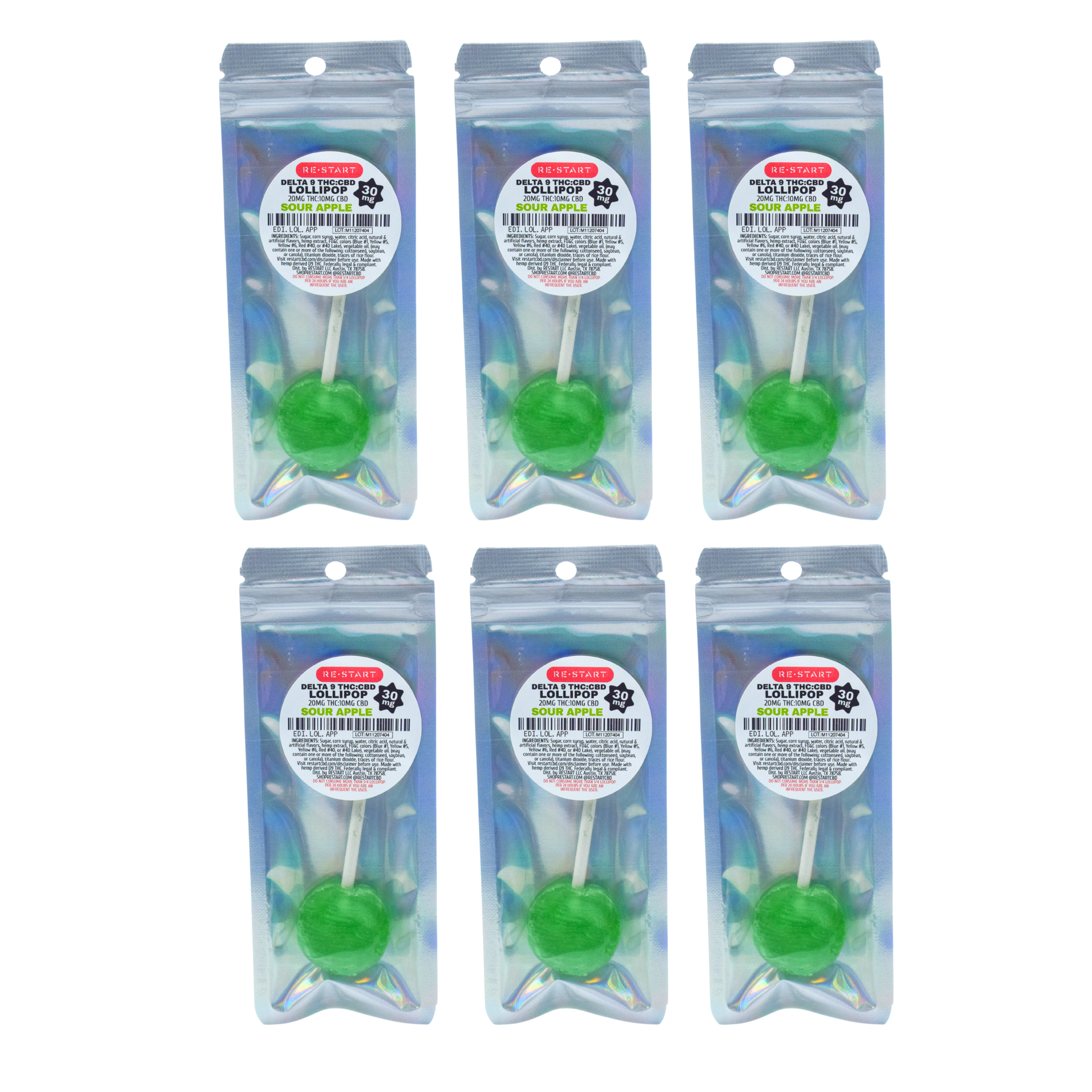 Delta 9 THC CBD 30MG Lollipop Green Apple (2:1) / 6-count
